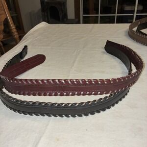 2 Leather Belts 34 Steel Laced No Buckles One Tex Tan One Unknown Brown/Black
